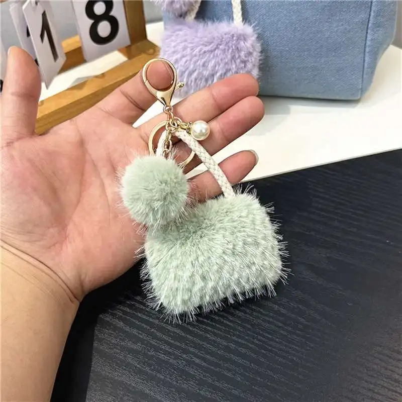 Hot sale Creative Acrylic Plush Ball Keyring Soft Plush Stuffed Star Keycahin Cute Chain Colorful Pendant Bag Hanging