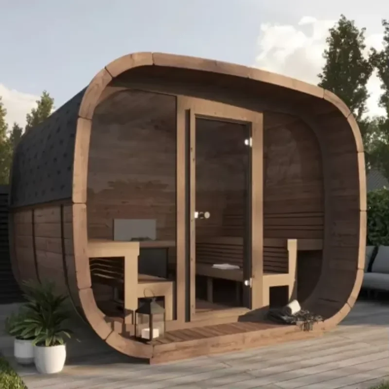 Portable Inflatable Steam Sauna Cube 2-4 Person Outdoor Wood Fired Hot Tub Spa Barrel Tent Home Wellness Heat Therapy Gift