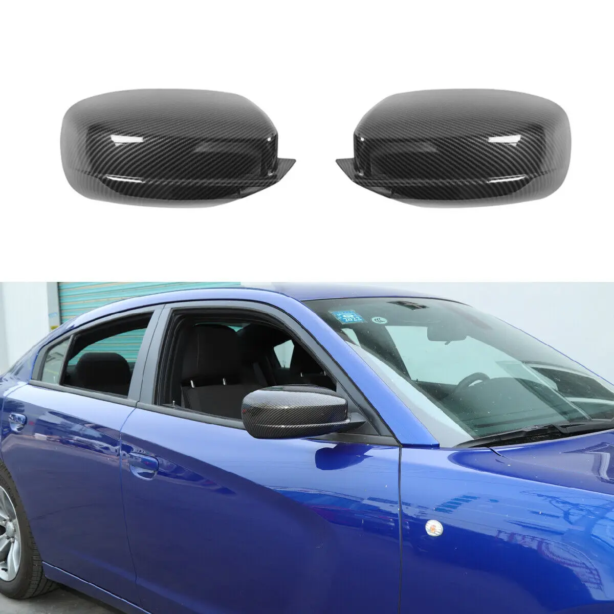 

Carbon Fiber Pattern For 2011-2020 Dodge Charger Black Side Mirror Cover Caps