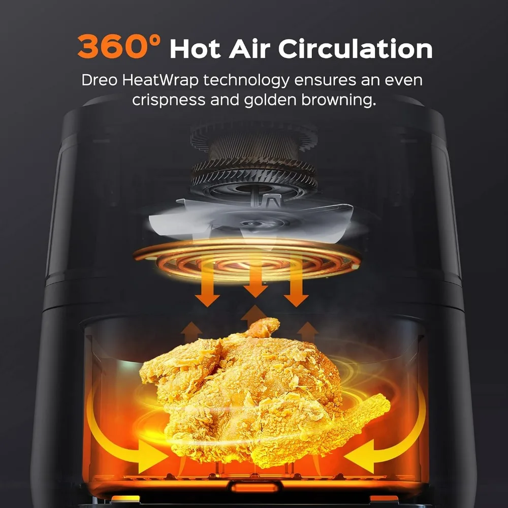 6,8 Qt, 11-In-1 Digitale Lucht Friteuse Ovenkoker Met Zichtbaar Raam, 100 Recepten, Ondersteunt Klantgericht Koken, 100 Tot 450