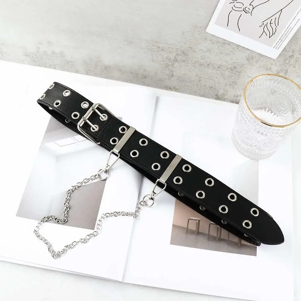 Luxury Personality Alloy Women Men Long Pin Buckle Belt Chain Leather Belt Waist Belt Jeans Decorative