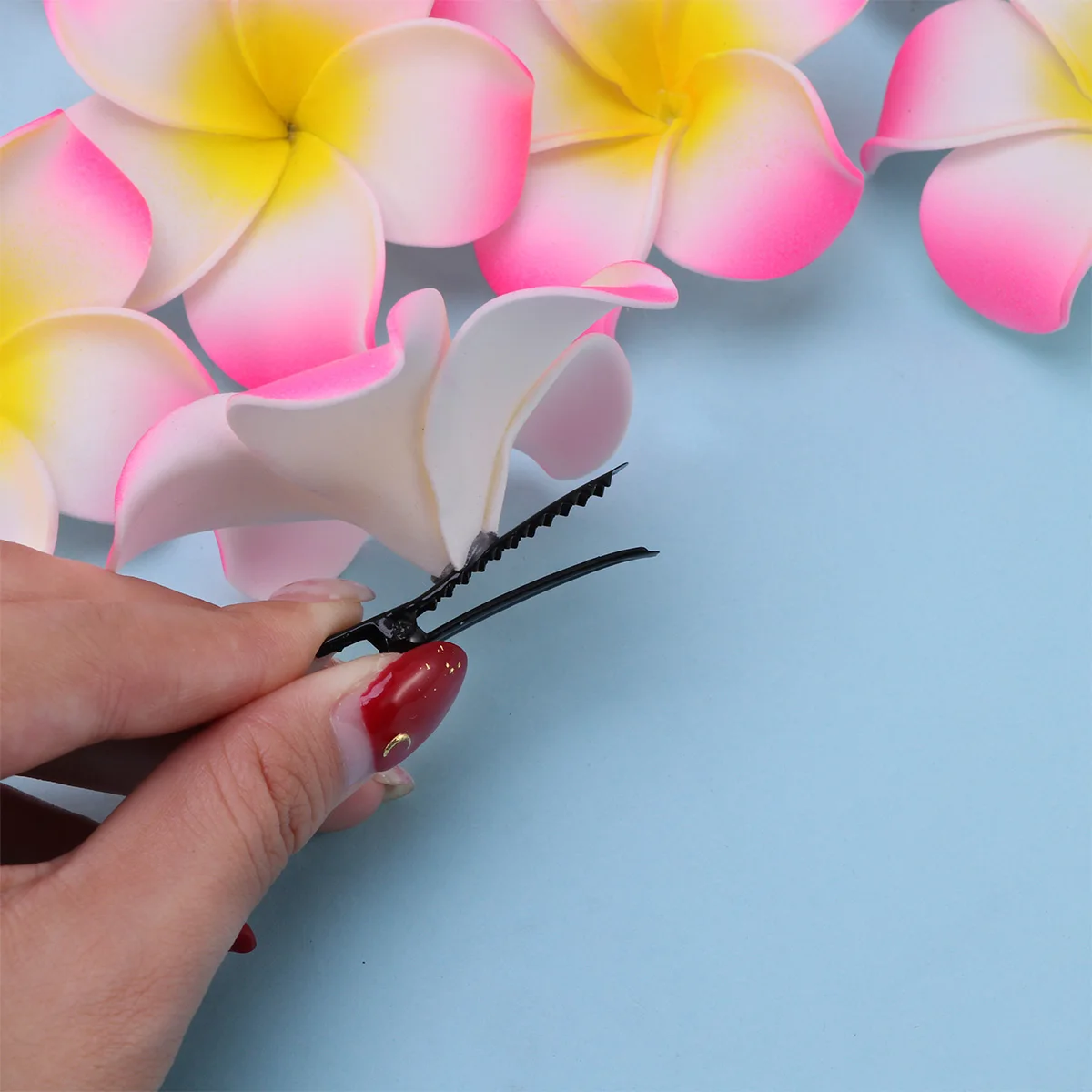 

12PCS Flower Hairpin Accessories Plumeria Clip Toppers Frangipani Simulation Elegant Durable Travel Party Various Colors Daily
