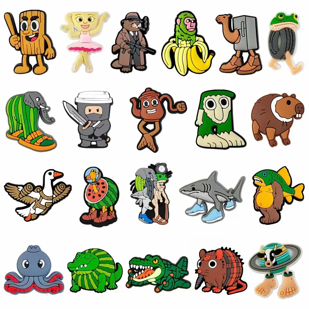 21-100Pcs Italian Brainrot Funny Animal Shoe Charms Cartoon Shoes Accessories Decoration Buckle for Clog Sandal Wristband