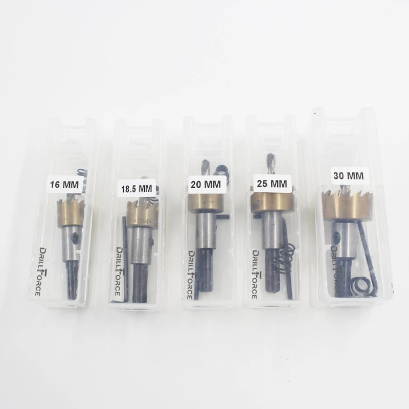 Drillforce 5Pcs Hss Gatenzaag Boren Roestvrij Staal Legering Metalen Frezen Boor Set 16/18.5/20/25/30Mm + 5 Sleutels