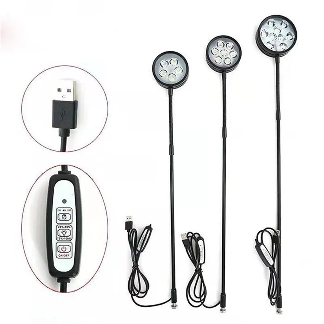 

Dimmable USB Powered LED Aquarium Light with Timer 360 Degree Full Spectrum LED Fish Tank Light Plant Growth Succulents Bottle