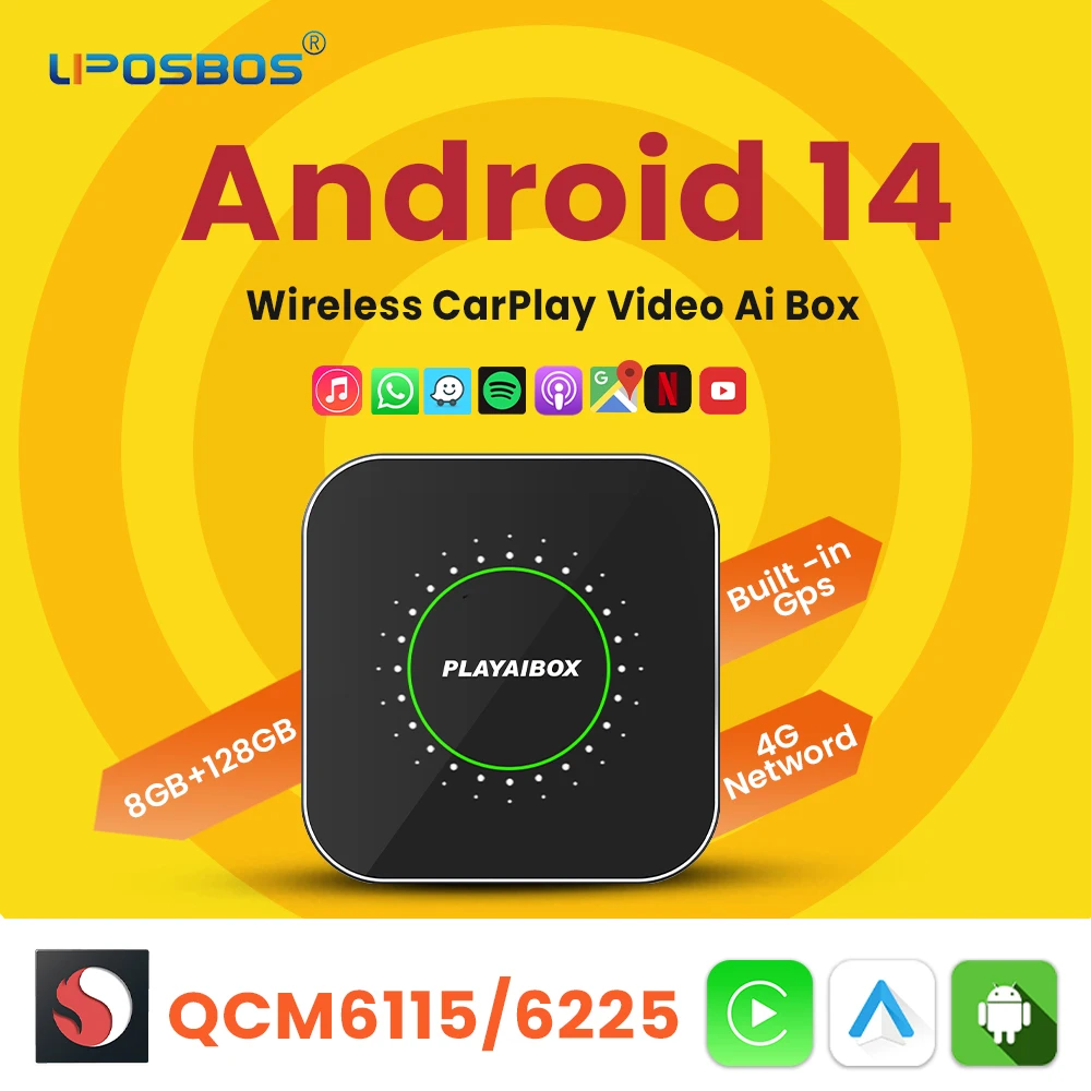 Carplay Ai Box Android 14 Wireless Carplay Android Auto 8GB+128GB For Original Car Built-in Carplay For Audi Opel Citroёn Nissan