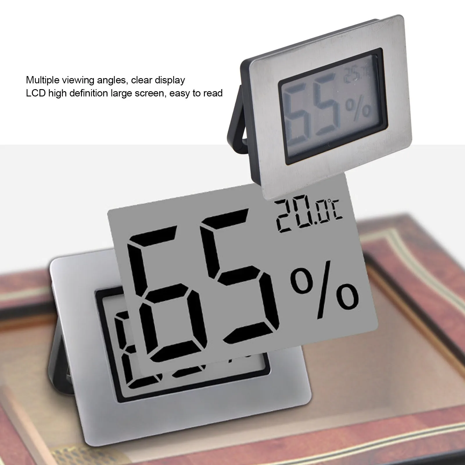 Termómetro Higrómetro Digital con Diseño Integrado, Termómetro Higrómetro Electrónico LCD para Caja de Cigarros, Estuche de Guitarra, Vinoteca