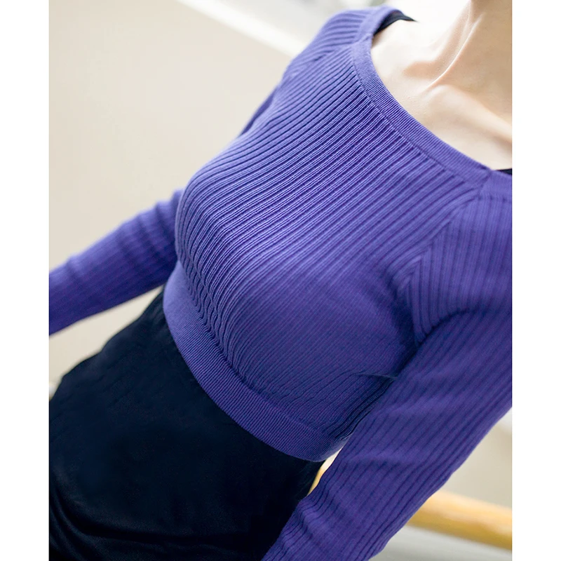 Autumn Winter Ballet Leotards for Women Long Sleeve Knitted Sweater Tops Sexy Stage Permance Slim Gymnastic Leotard  Girls