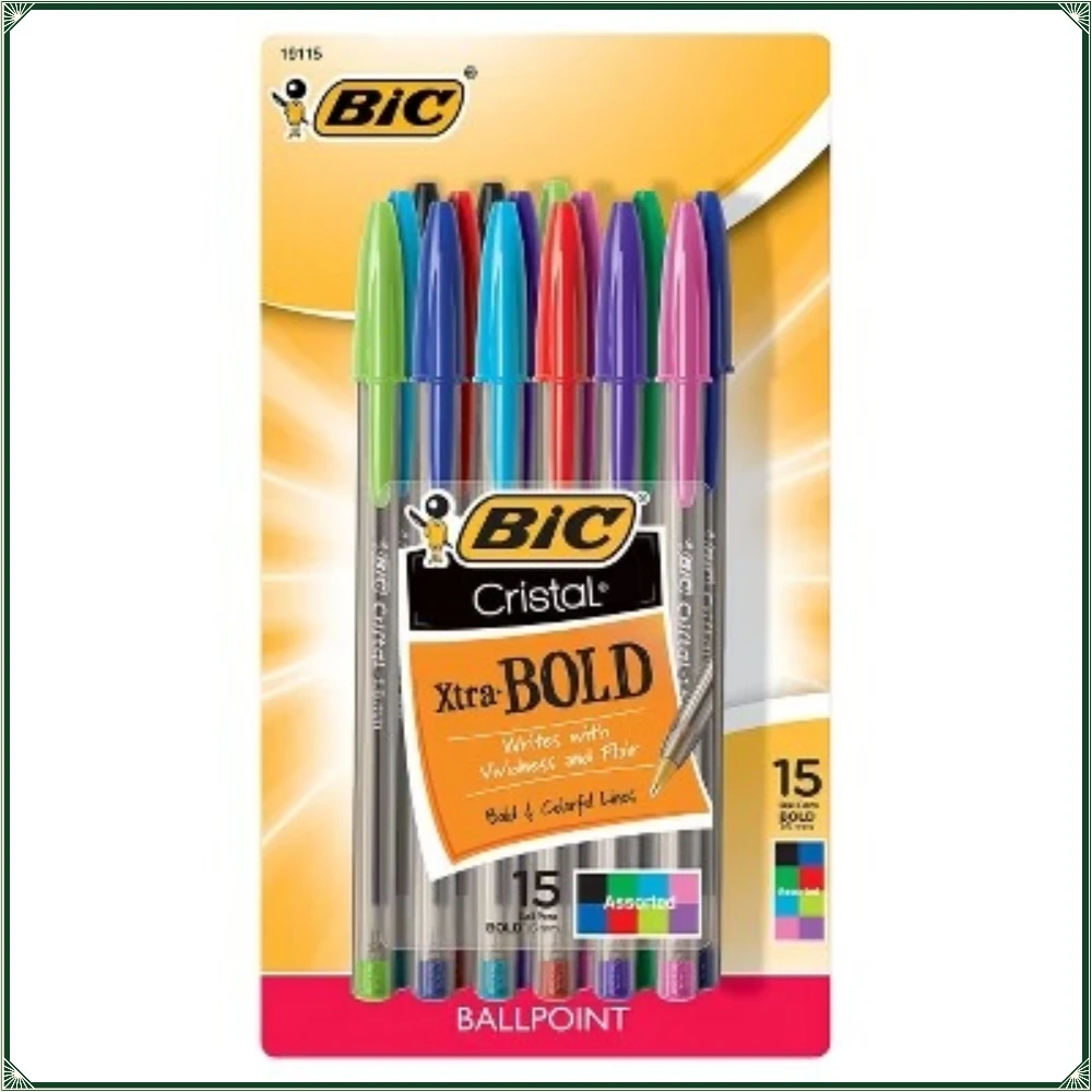 

Ручки шариковые BIC Xtra Bold, 15 шт. - разноцветные: наконечник 1,6 мм, разноцветные чернила, для творчества и канцелярии, с клипом для кармана