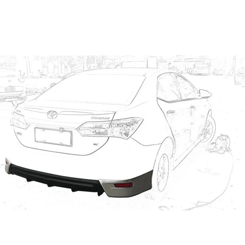 For ABS Car Rear Bumper Splitter Lips Diffuser OLD Toyota Corolla Black Accessories Body Kit 2014 2015 2016 Year