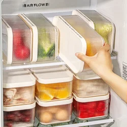 Refrigerator Organizer Bins with Lids Drainage Plastic Pantry Organization Vegetable Fruit Meat Egg Fridge Storage Containers