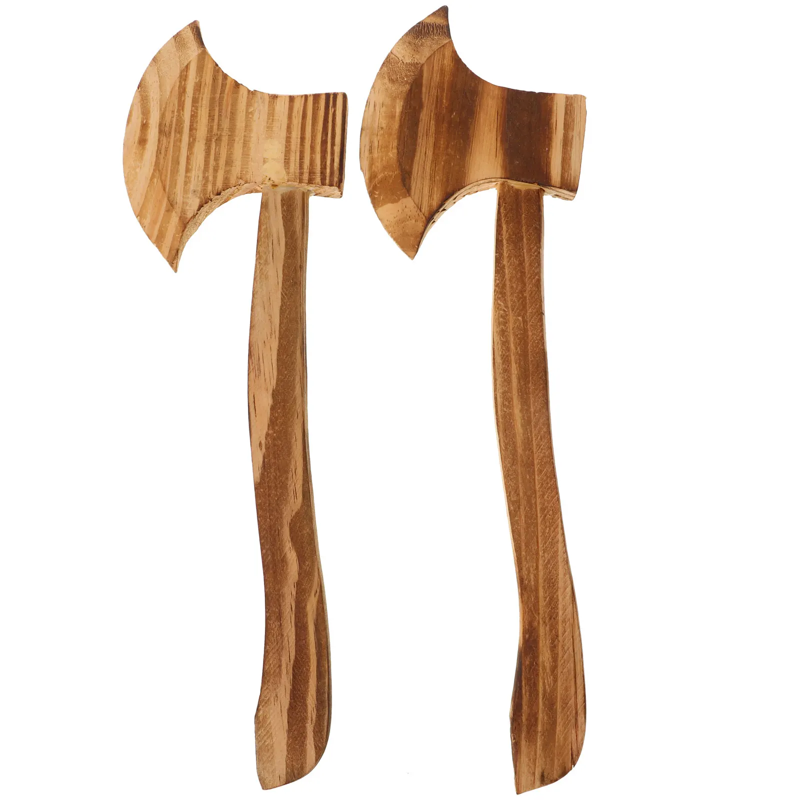 

2pcs Wood Axes For Halloween Costume Props Kids Polished Wooden Axe Safe For Children Decorative Collection