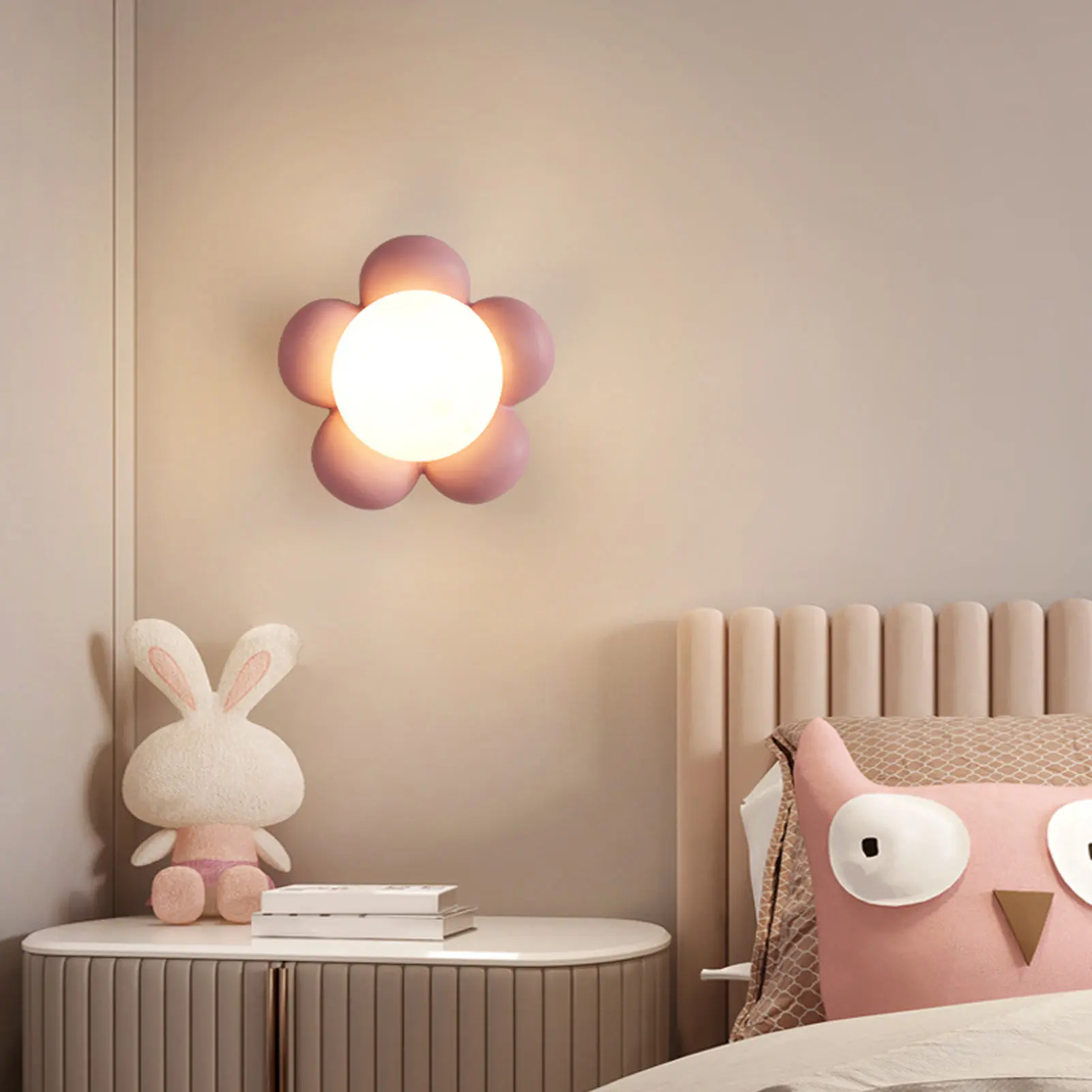 ZK40 เด็กการ์ตูนดอกไม้โคมไฟข้างเตียงโคมไฟกลางคืน Wall Sconce สําหรับห้องนอนเด็กห้องนั่งเล่น 100-240V