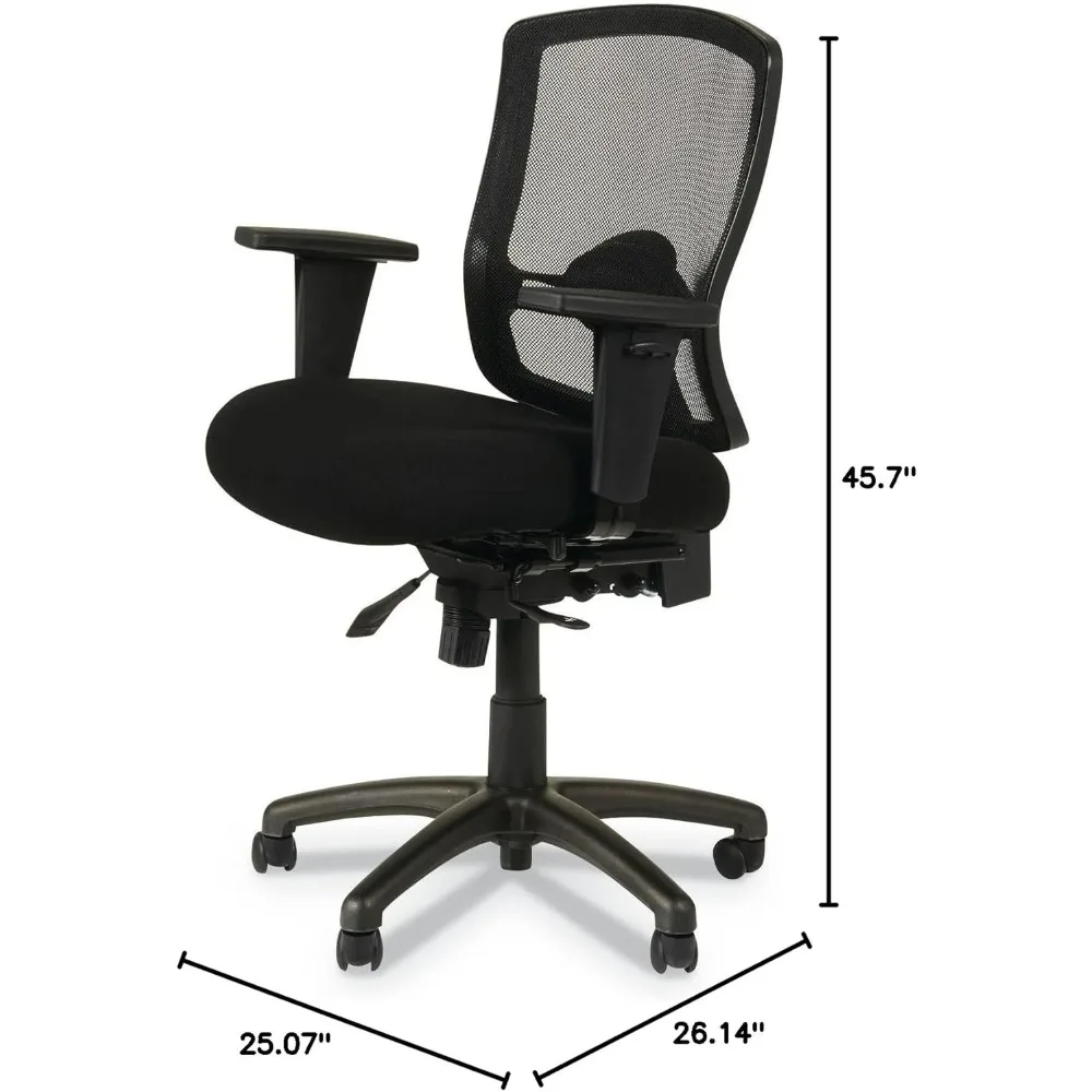 etros series petite mid-back multifunction mesh chair, black