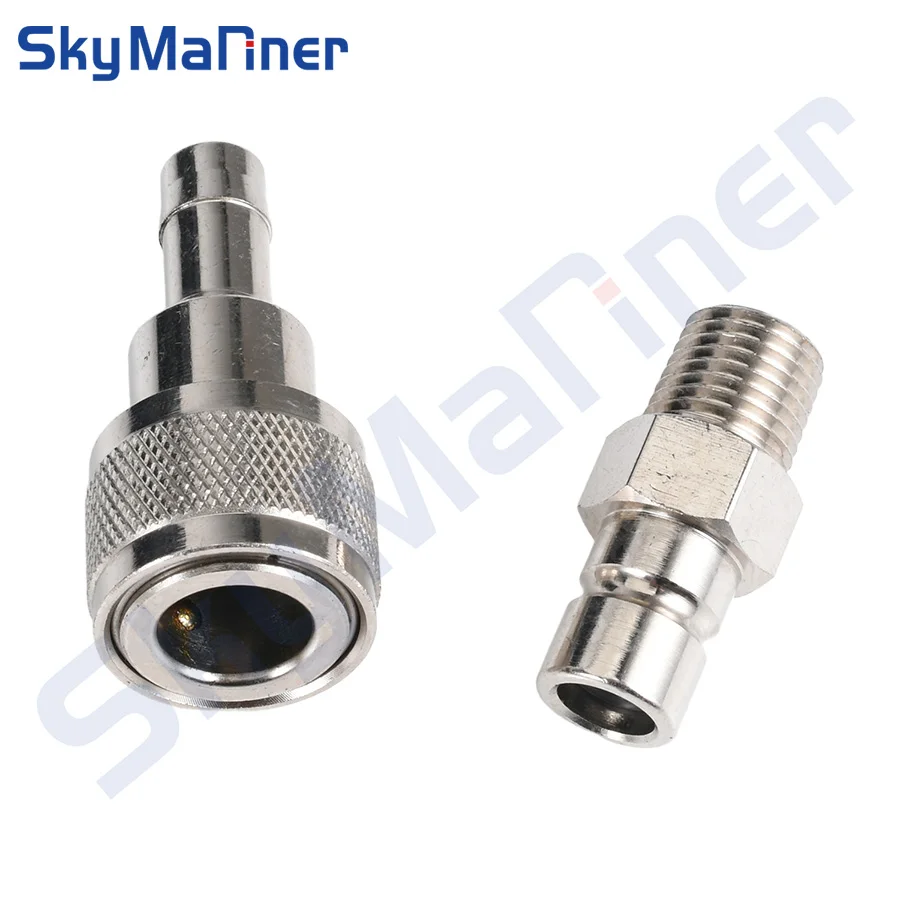 

033498-10 033496-10 Комплект разъемов топливопровода для подвесного двигателя Honda 3/8 1/4 Npt, наружная сторона бака 91, новая хромированная сторона бака, наружная сторона