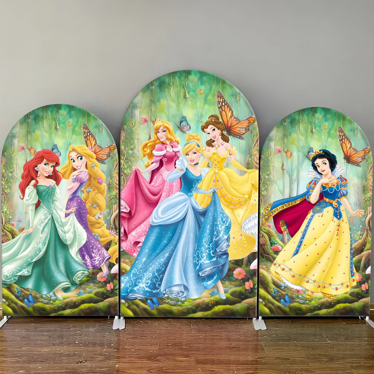 

Disney Princess Cinderella Snow White Arch Backdrop Cover Baby Shower Girls Birthday Party Decor Photography Background Wall