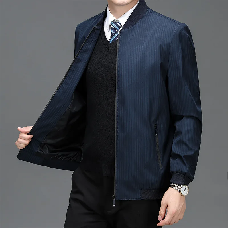 

Мужская куртка с воротником-стойкой, весенне-осенняя трендовая новая официальная одежда среднего возраста, деловая повседневная куртка, мужская одежда