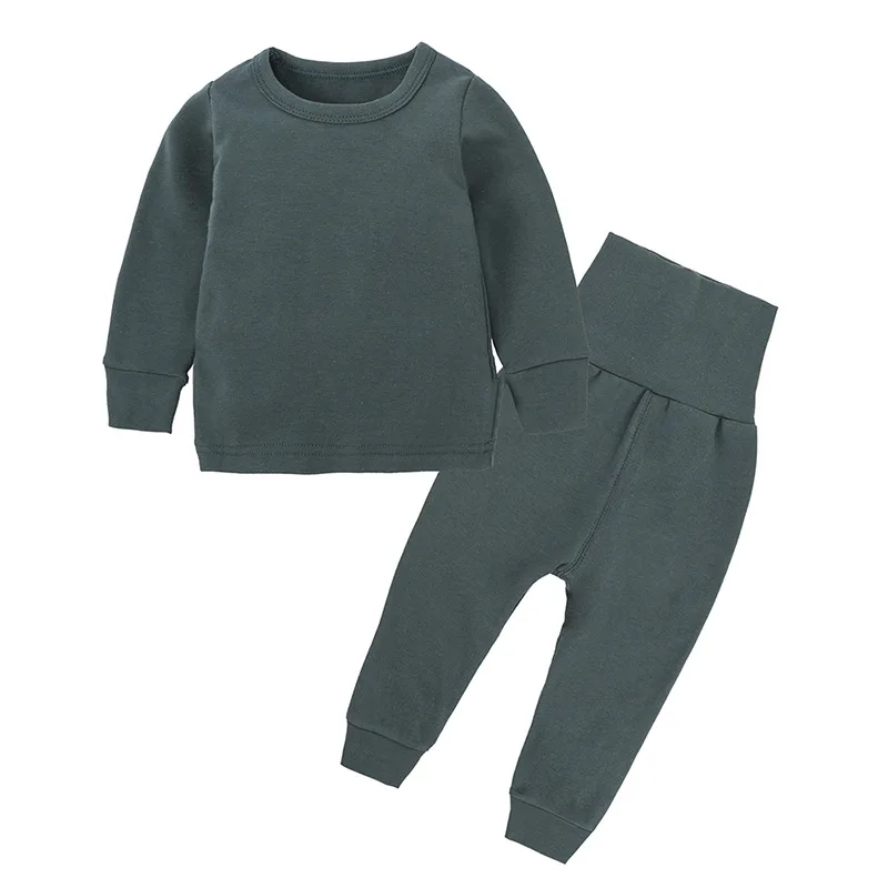 Fashion Solid Children Clothing Boys Pajama Set Cotton Long Sleeve Top Pants 2PCS Spring Autumn Pajamas for Kids 1-8 Years