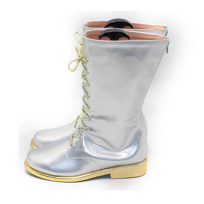 Kpop demônio caçadores zoey anime cosplay sapatos botas kpop huntrix prata bota longa halloween carnaval festa adereços para mulheres