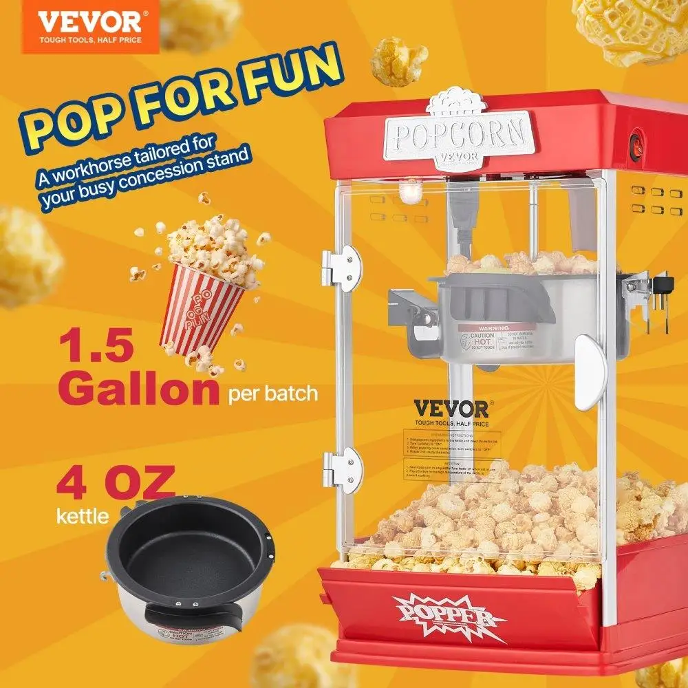 Portable 480W 4OZ Red Tabletop Popcorn Maker