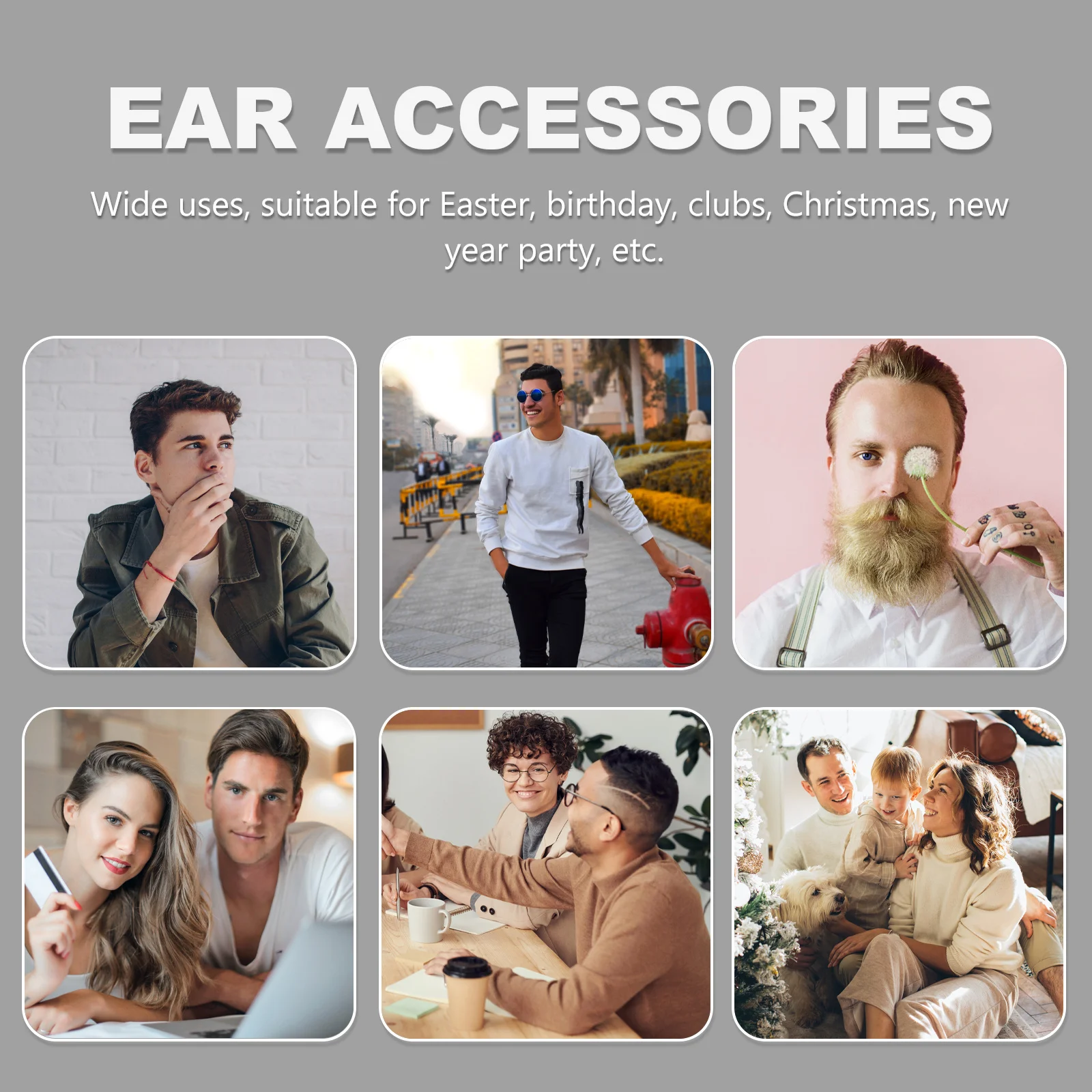 

2pcs 1 Pair Punk Men Stainless Steel Punk Fashion Ear Cuffs For Men Women Ear Cuffs Jewelry Earrings Gift Accessory