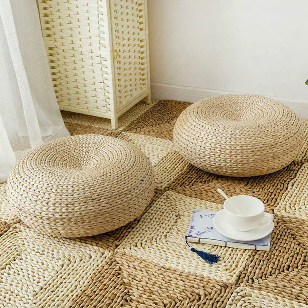 Tatami Cushion Round Straw Mat Chair Seat Pad Pillow Floor Tablemat Noon Break Meditation Daily Rest Balcony Home Textile