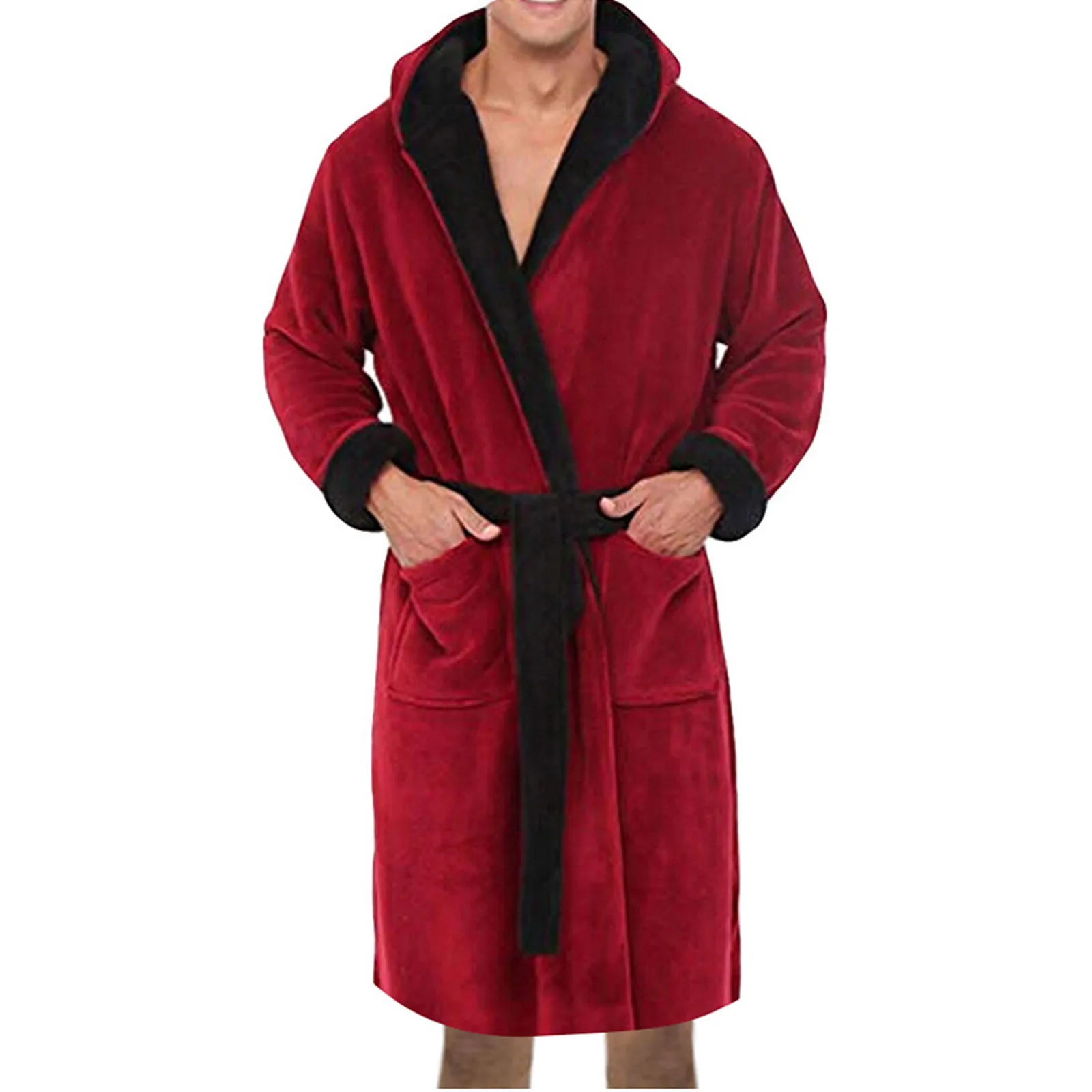 Men Casual Kimono Bathrobe Winter Spring Flannel Long Robe Thick Sleepwear Hooded Nightgown Male Loose Home Wear Plus Size 5XL