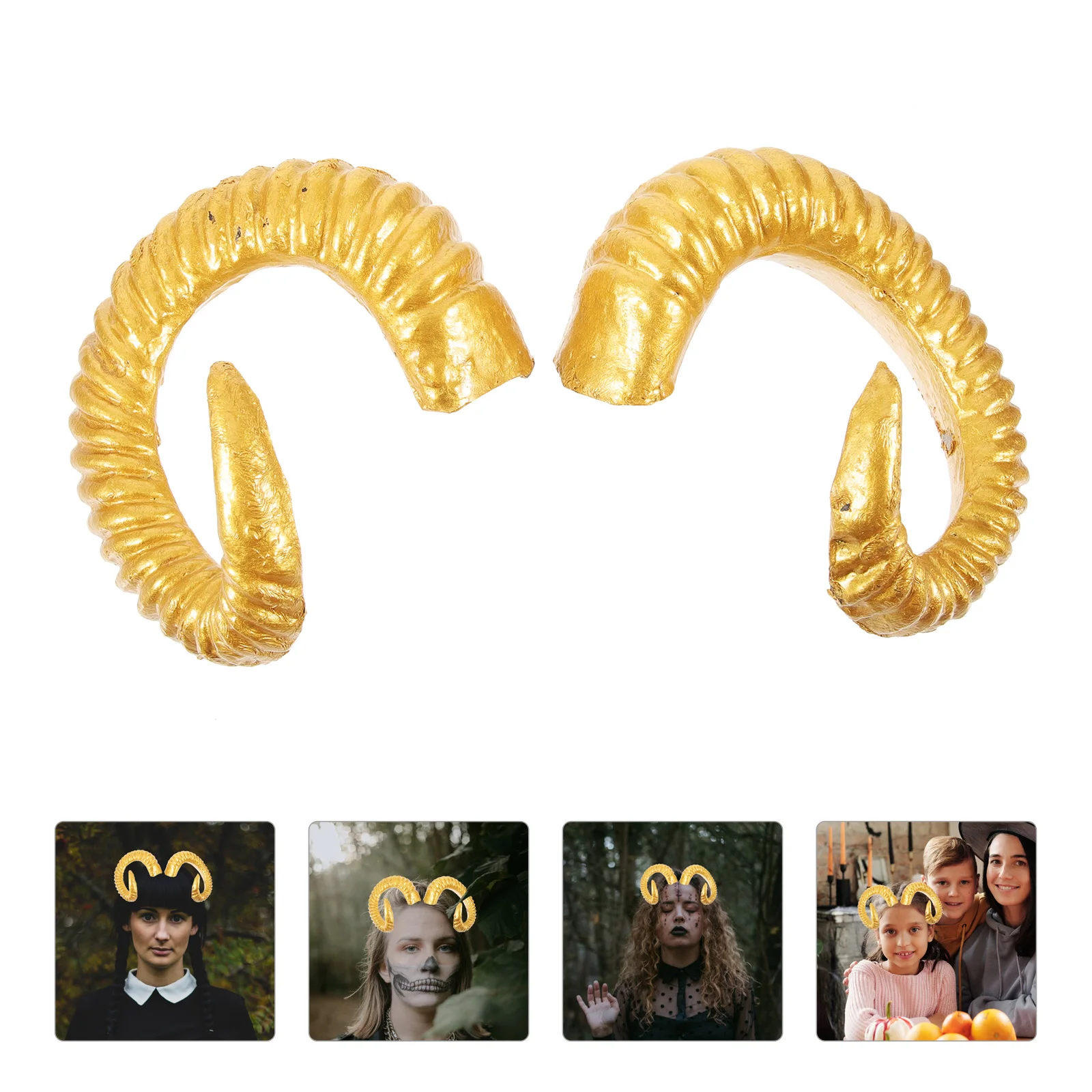 

Golden Horn Headdress Multipurpose Sheep Horns Costume Animal Pet Sturdy and Safe Resin Cosplay Realistic