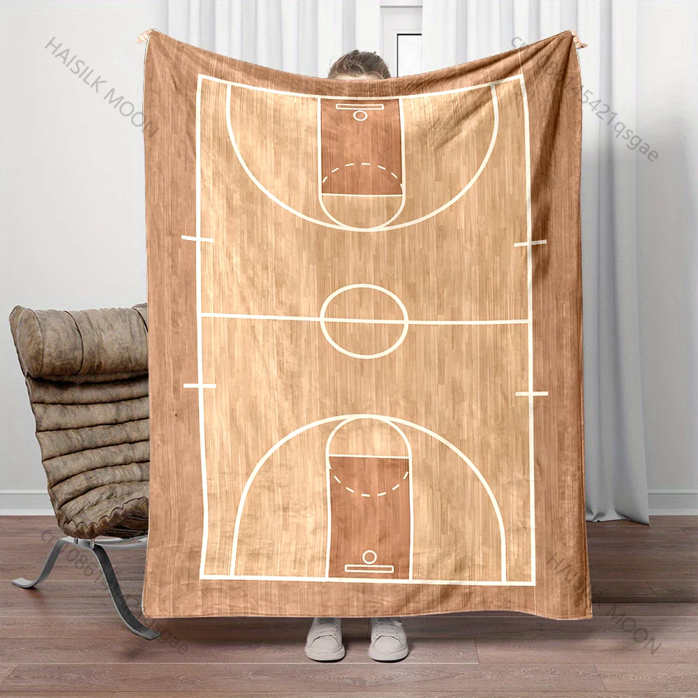 1PC Basketball court top view Print Blanket Warm Soft Fluffy Kids and Adult Sofa Bed Throw Blanket Outdoor Travel Camping RV