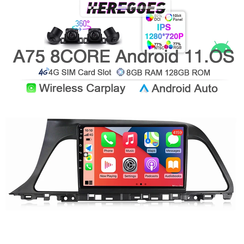 Carplay DSP Android 12.0 Car Multimedia Player For Hyundai-Sonata 9 2015 2016 2017 2018 360 Camera 4G LTE Bluetooth Radio 2din