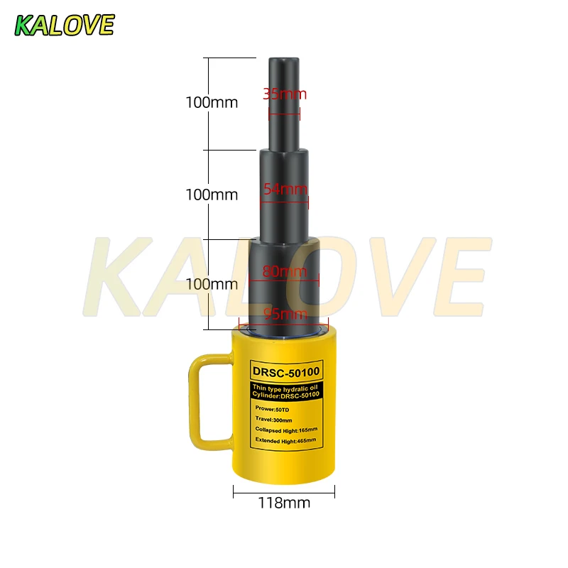 50T Hydraulic Ram Jack Multi-Section Stroke 300mm Hydraulic Cylinder Ultra-thin Multi-section Lifting Jack