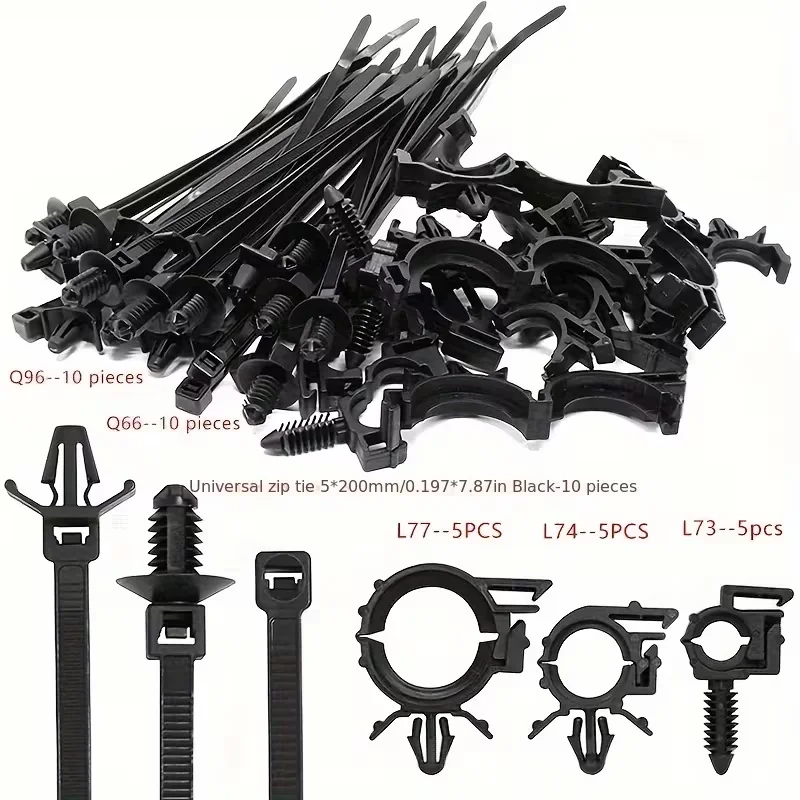 Universal Car Cable Fixing Clamp Clips Automatic Locking Cable Tie Buckle Push Mount Cable Zip Tie With Car Wire Routing Clips