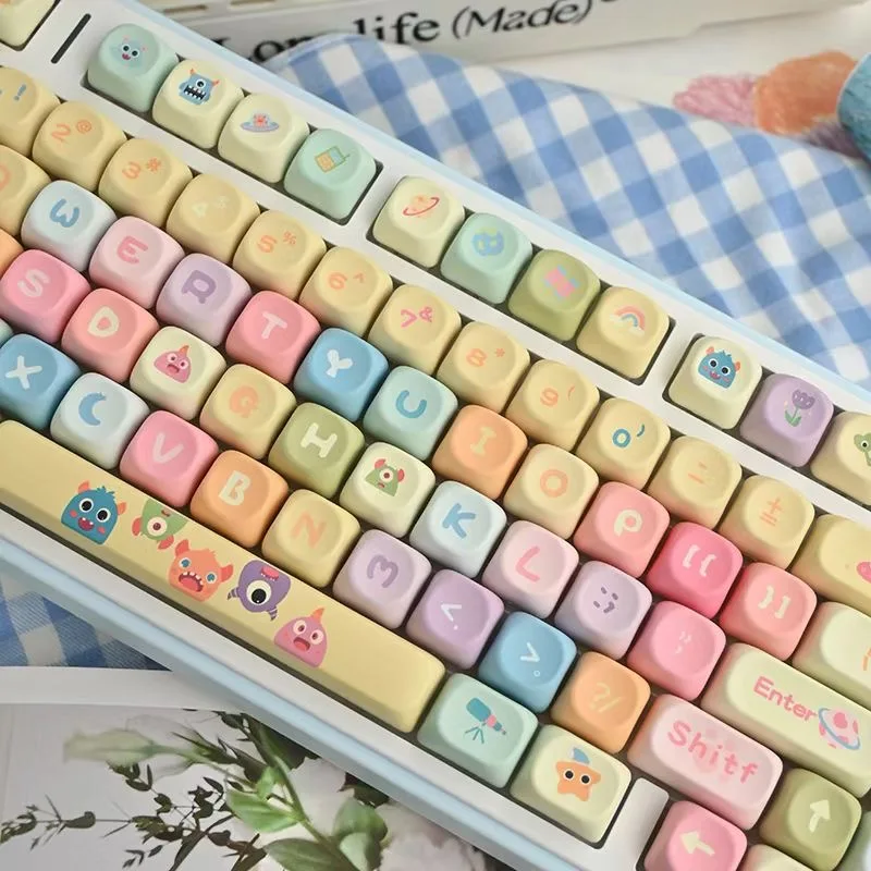 MOA Keycaps Pbt Keycaps 133 Keys Gift Cute Key Cap Square Thermal Sublimation Mechanical Keyboard Cap Ansi Keycap for MX Switch