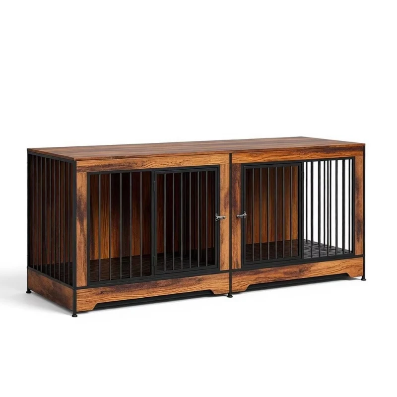 Modern outdoor dog cage furniture, sturdy rectangular kennel with adjustable baffles, bite resistant, stylish style pet house