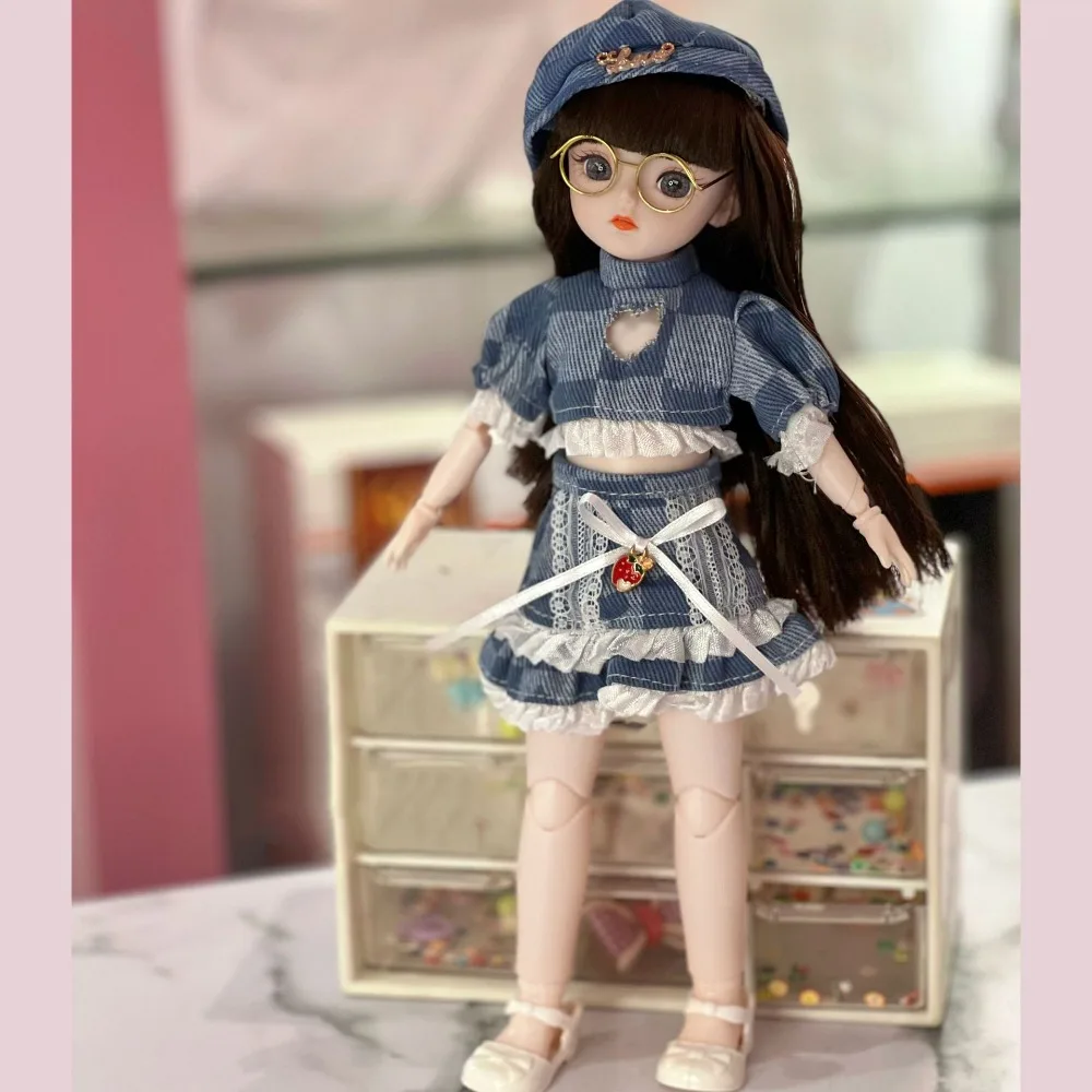 

Подвижная кукла принцессы BJD с большими глазами, густые волосы, мини-кукла Bjd 30 см, изысканная одежда, милая кукла BJD 1/6, мини-игрушка для девочек, детская игрушка