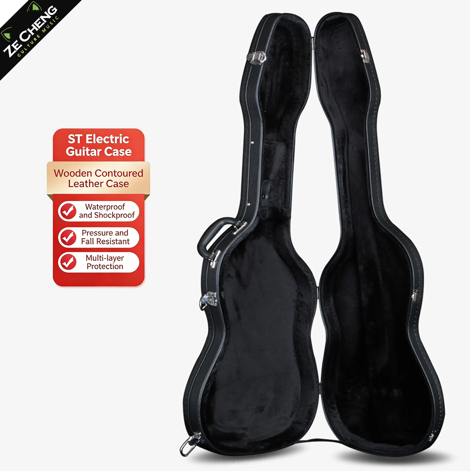 St Electric Guitar Wooden Hard Case Waterproof Shockproof Anti-Fall Durable Guitar Flight Case for Travel and Transport