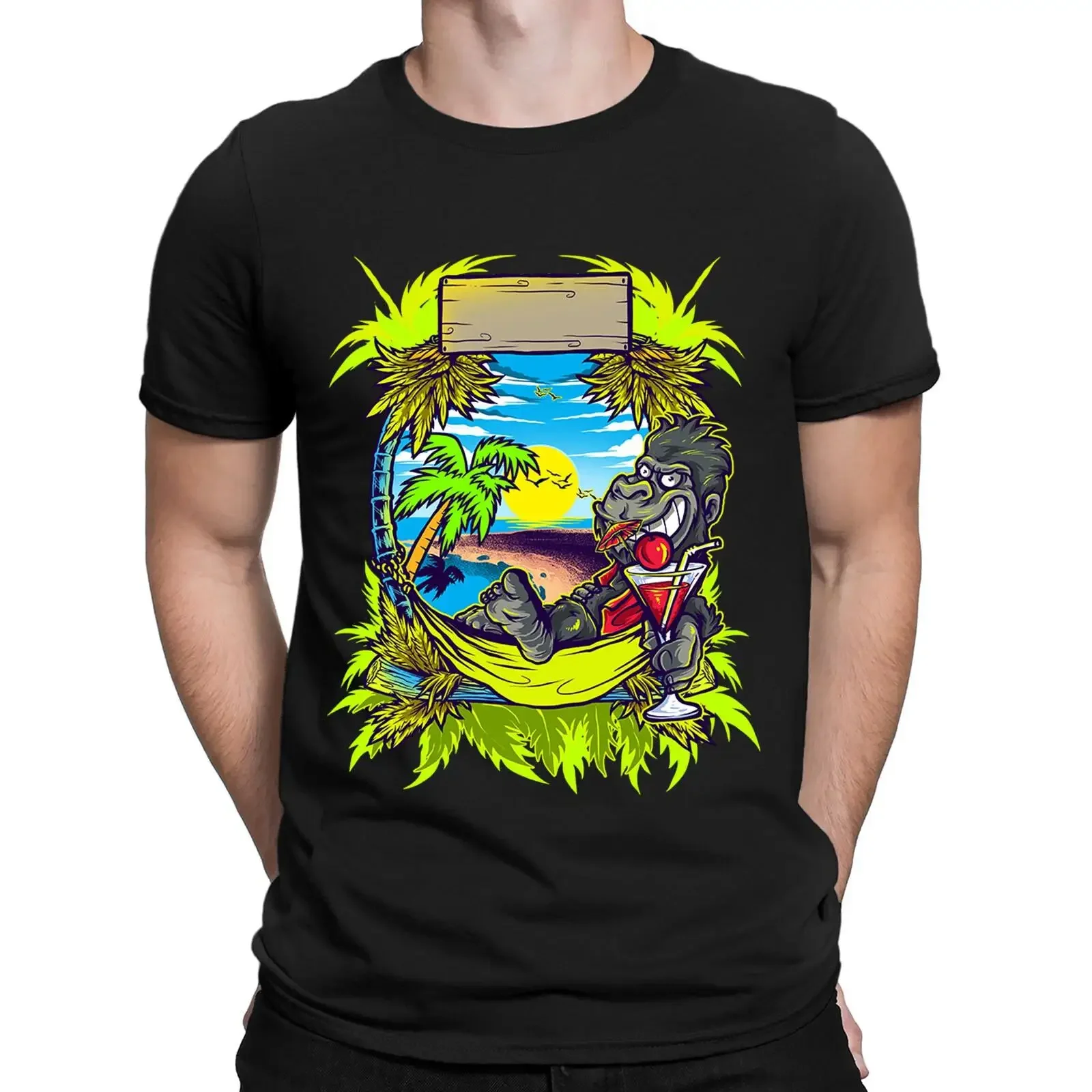 Lustige Herren Damen T Shirt Gorilla Strandreise Urlaub genießen BAL vintage Washed homme Casual Top For Everyday Wear Soft
