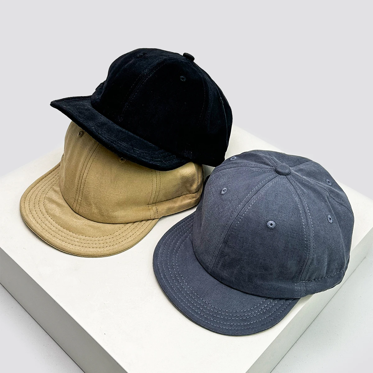 

New Unisex Japanese Solid Simple Baseball Hats Sunshade Casual Breathable Short Eave Peaked Caps Versatile Fashion Rear Sealing