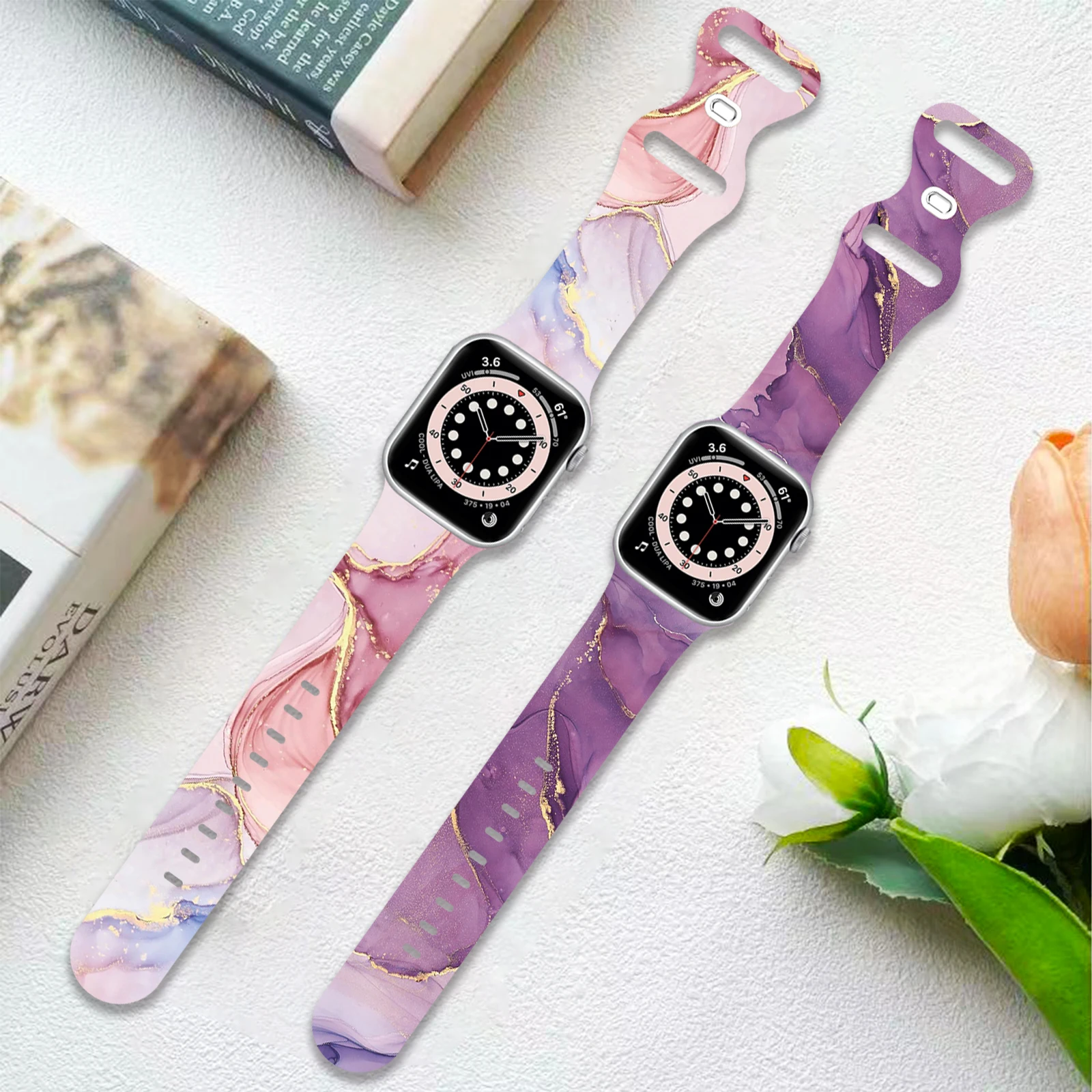

Jade Impression Silicone Printed Strap for Apple Watch 9 8 7 SE 6 Band Replaceable Bracelet for iWatch 45mm 44mm 42mm 41mm