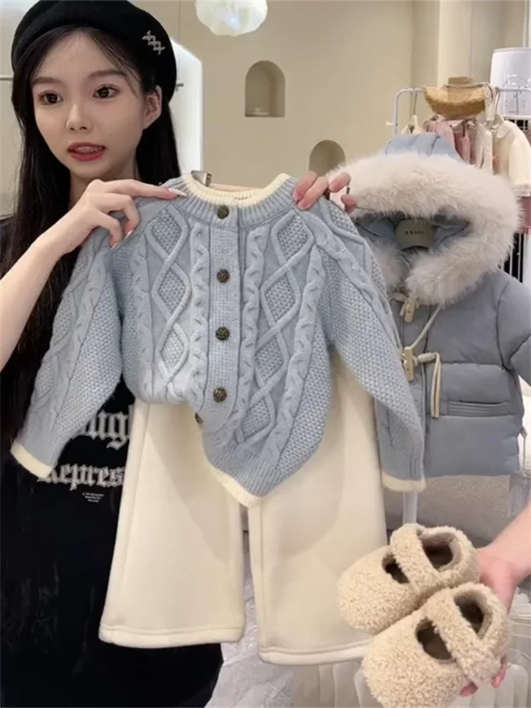 Maglione per bambini 2024 autunno inverno ragazze coreane abbigliamento moda bambina bambino Versatile giacca Cardigan