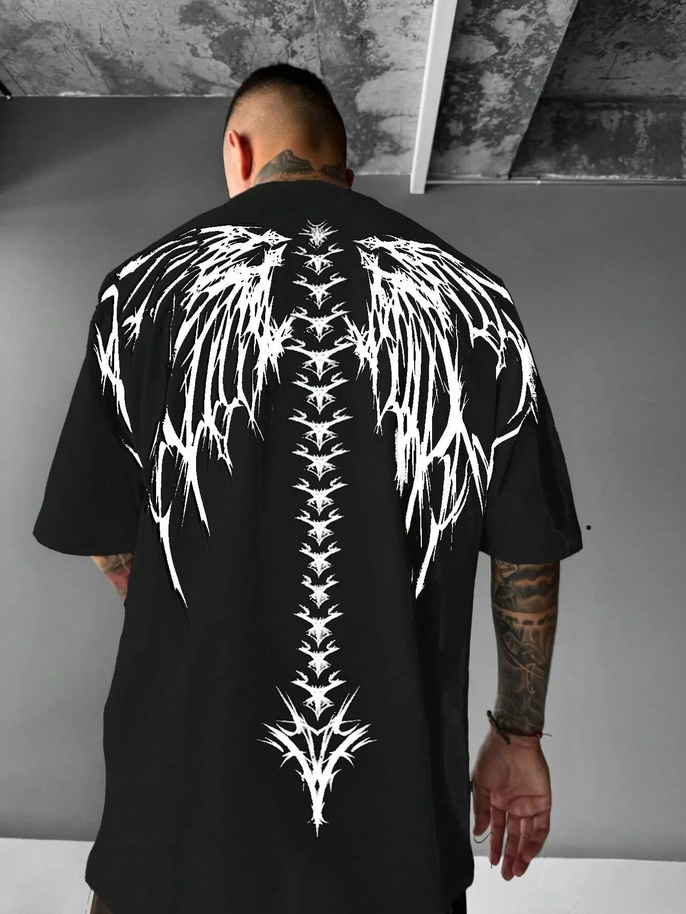 Men Summer Casual T Shirt Soft Comfortable 3D Wing Pattern Print Short Sleeve Breathable Loose Streetwear Outdoor Tops
