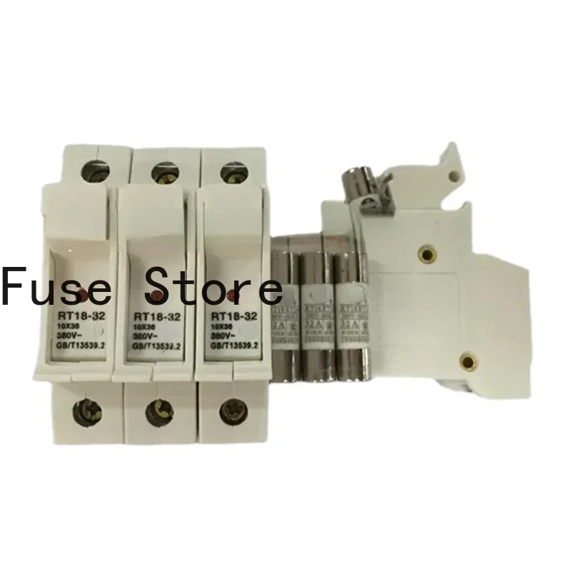 2PCS Fuse Base RT18-32X 10*38 380V 500V Ceramic  Holder Card Rail  Box