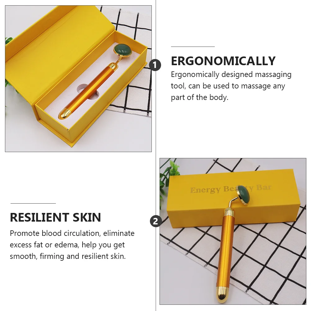 جهاز تدليك كهربائي للوجه باللون الذهبي لشد البشرة ومضاد للتعب والاسترخاء العين