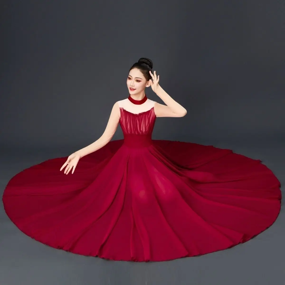 Women's Modern Dance Performance Costume, Same Style as Jin Chen, Wan Jiang Red Adult Dance Dress with Large Swing Skirt