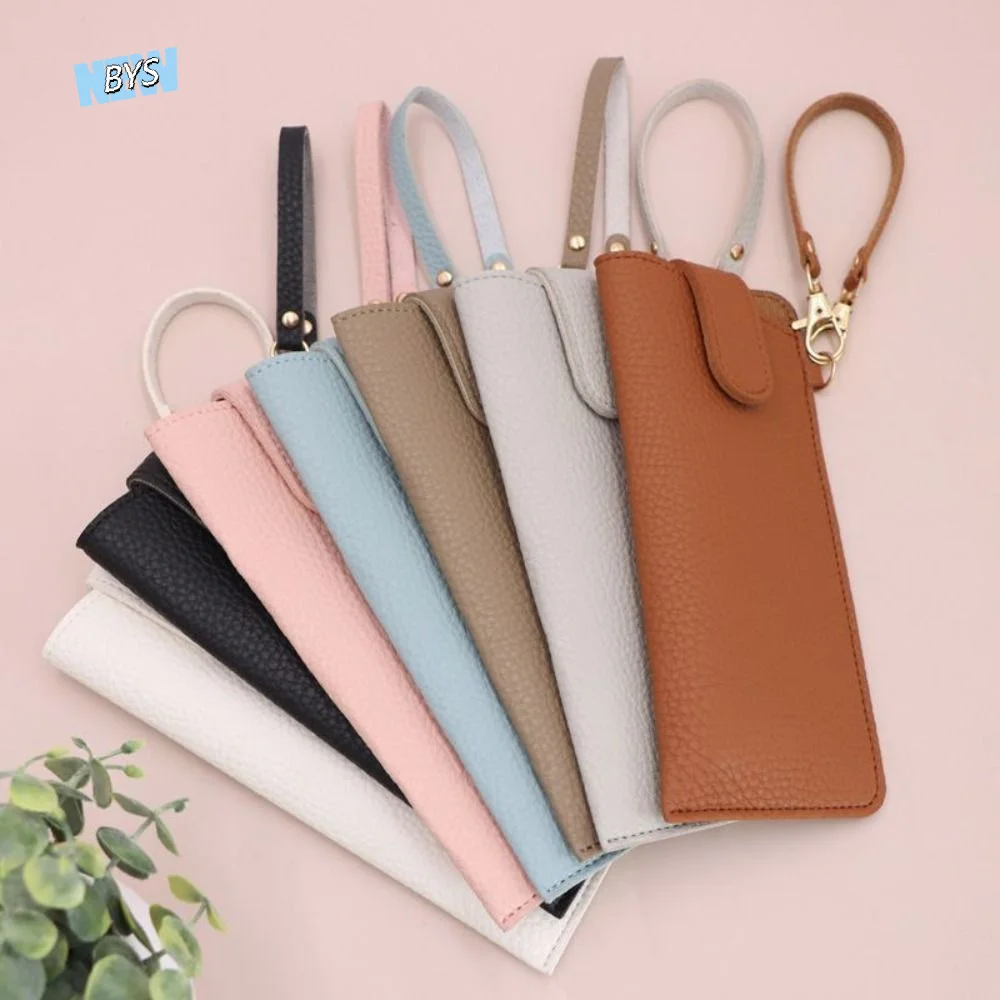 

Portable Pu Leather Glasses Bag With Lanyard Glasses Clip Glasses Storage Bag Korean Style Leather Rope Sunglasses Eyeglass Bag