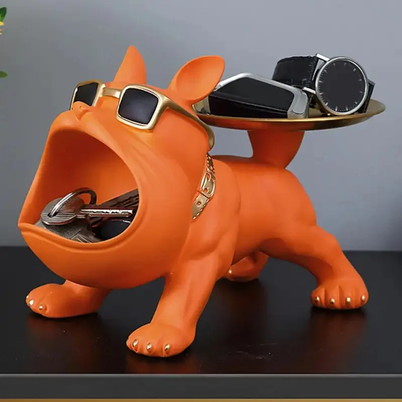 

TOPLIVING Storage Box Adorable Cartoon Puppy Key Storage Tray Resin Dog Figurine Jewelry Box Desktop Decoration Ornament for Tri