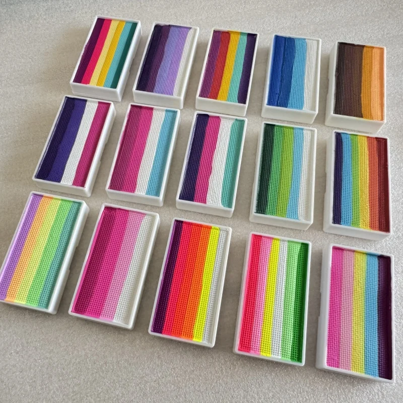 20g 물 활성화 분할 케이크 페이스 페인팅 레인보우 바디 페인트 어린이를위한 Audlts 축제 할로윈 휴일 메이크업