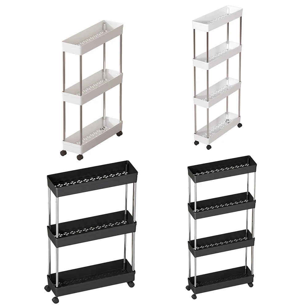 Rolling Utility Cart with Wheels Bathroom Storage Rack Multi-purpose Multi-Layer Trolley Rack for Bathroom Kitchen Living Room