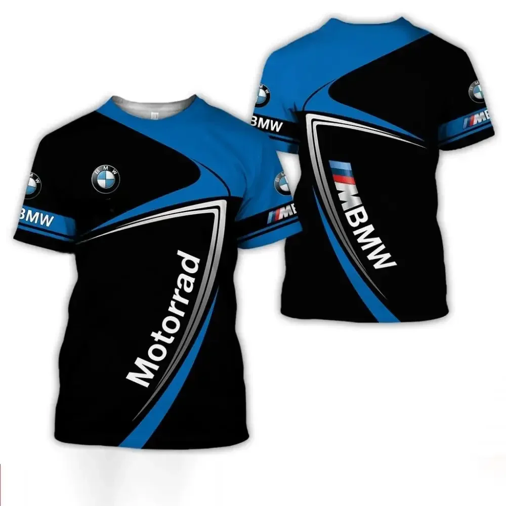 

BMW Style Round Neck Comfortable Breathable Unisex T-shirt Fashion 3D Printed Short Sleeves Motorcycle Riding BMW Sport Shirt
