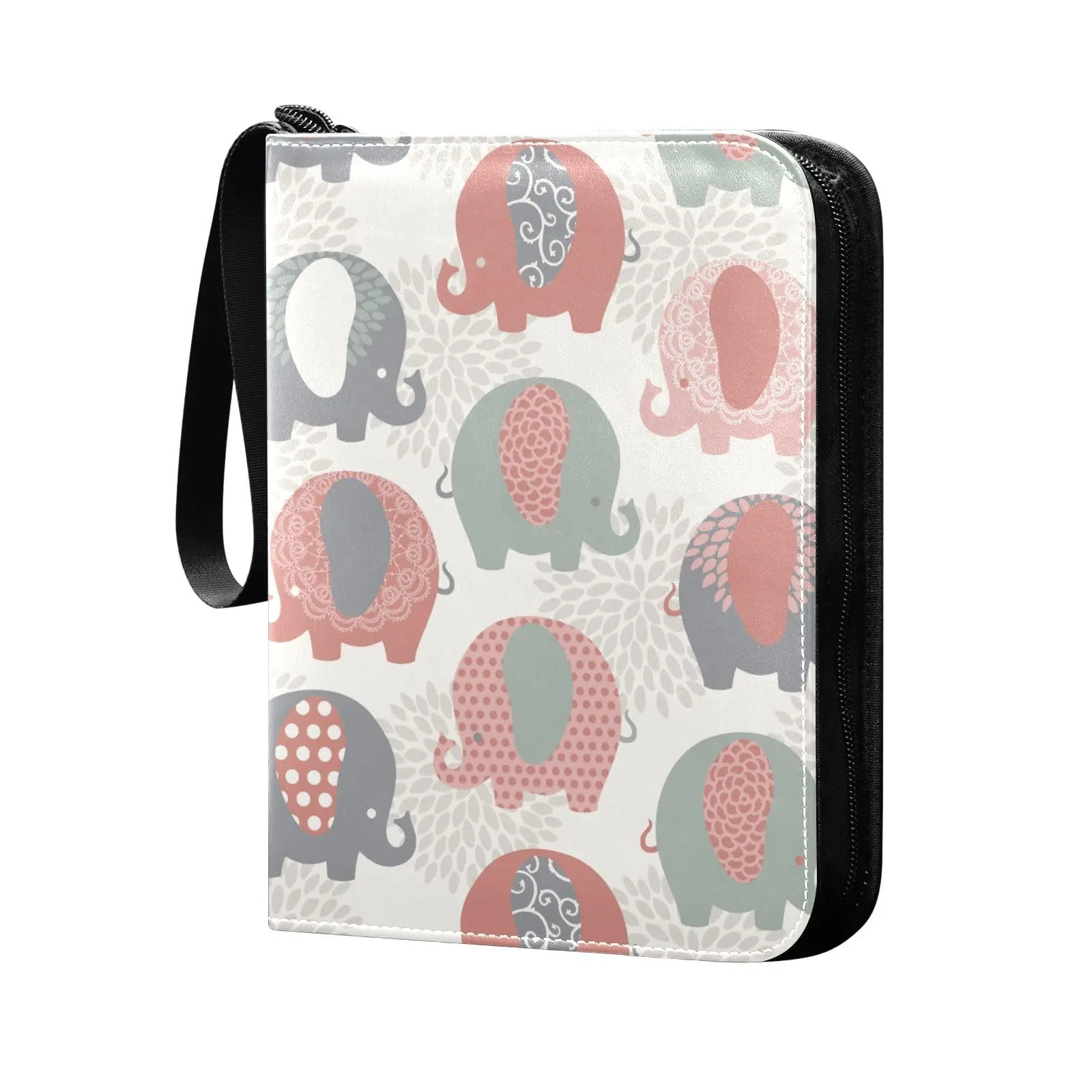 Elephant Animals 4 Pocket Cards Binder, 400 Double Sided Pocket Album for Sport Game Cards, Unique Card Collection Storage